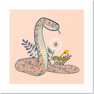 Floral snake Posters and Art